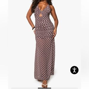 Chocolate brown Polka Dot Maxi Dress